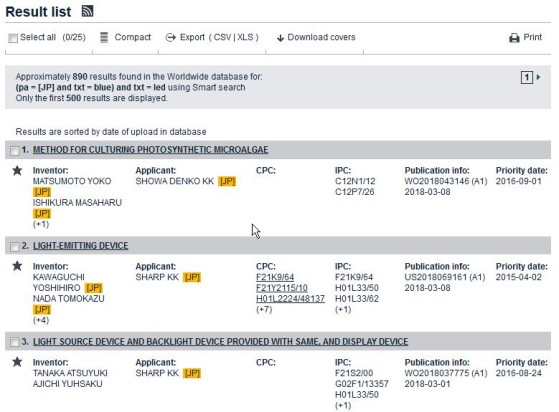 Screenshot from Espacenet