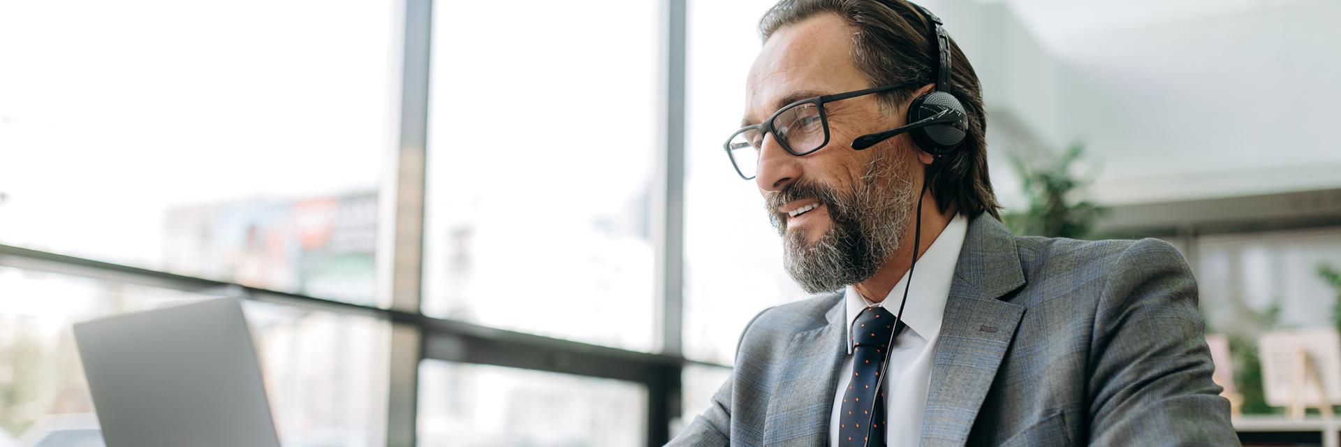 A person wearing a headset