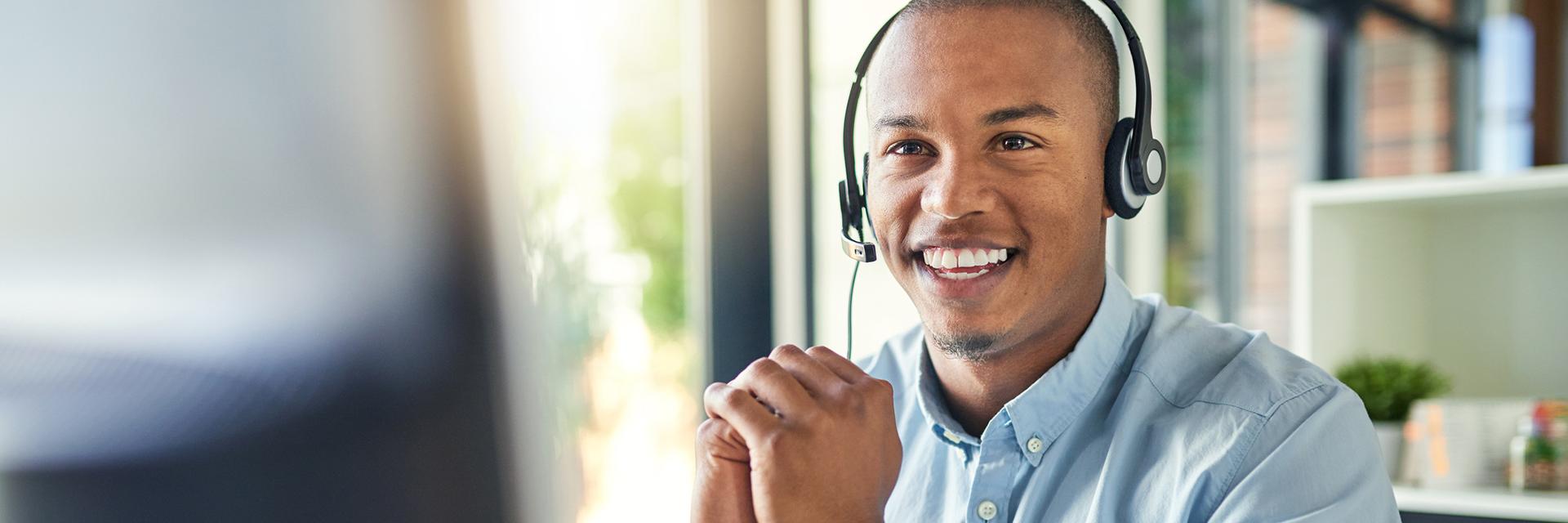 A person wearing a headset